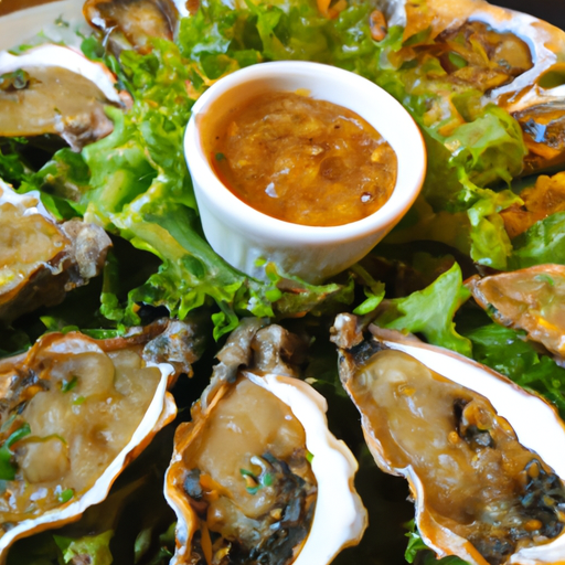 An image showcasing a platter of succulent devilled oysters