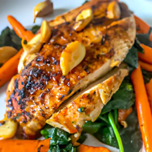 Grilled Chicken With Garlic, Spinach and Carrot Recipe