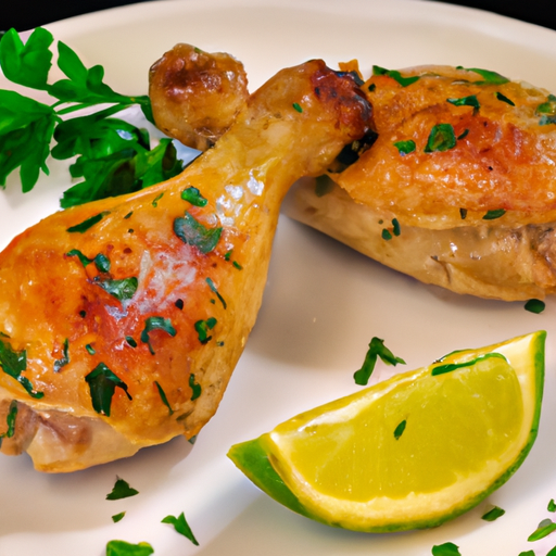 An image showcasing golden-brown chicken thighs, delicately sautéed in a tangy lemon-caper sauce