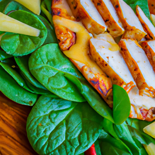 Grilled Chicken and Spinach Salad With Spicy Pineapple Dressing