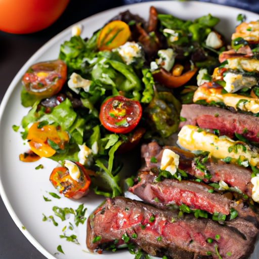 Seared Steak With Tomato and Blue Cheese Salad