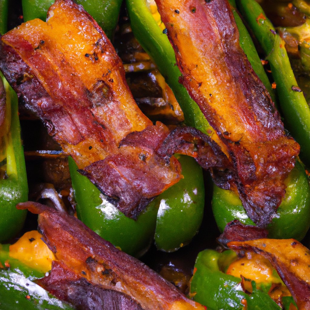 An image showcasing succulent bacon-wrapped jalapenos sizzling in an air fryer