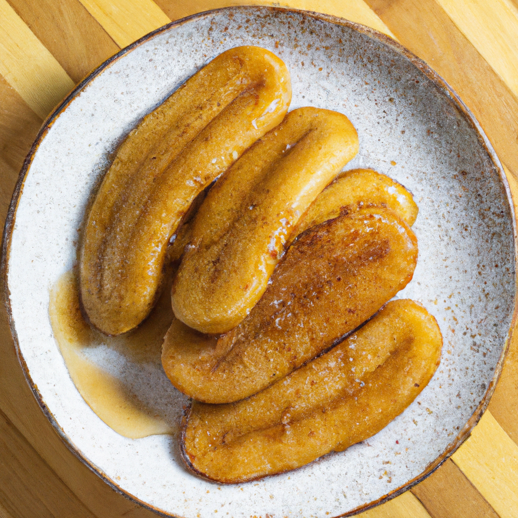 An image showcasing golden, caramelized baked bananas in an air fryer
