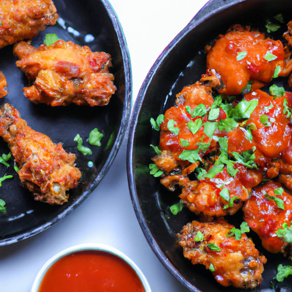 An image showcasing succulent air fryer chicken wings: a golden-brown, crispy exterior with visible grill marks, glistening with a sticky honey-soy glaze