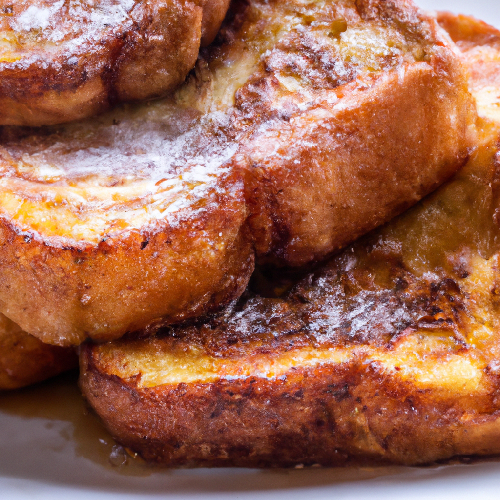 An image of golden-brown French toast slices emerging from a sleek air fryer, their surfaces adorned with a delicate dusting of powdered sugar