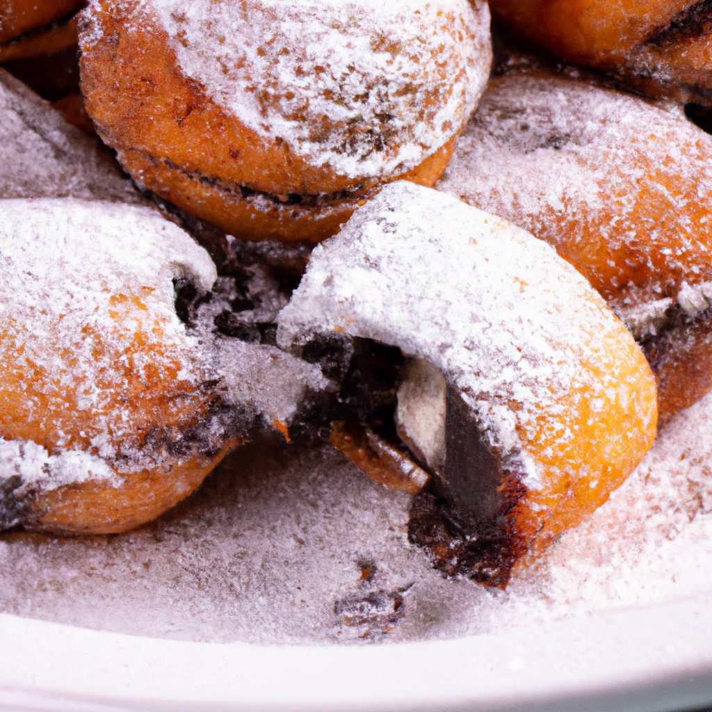 An image capturing the golden brown crust of Air Fryer Fried Oreos, glistening with a dusting of powdered sugar