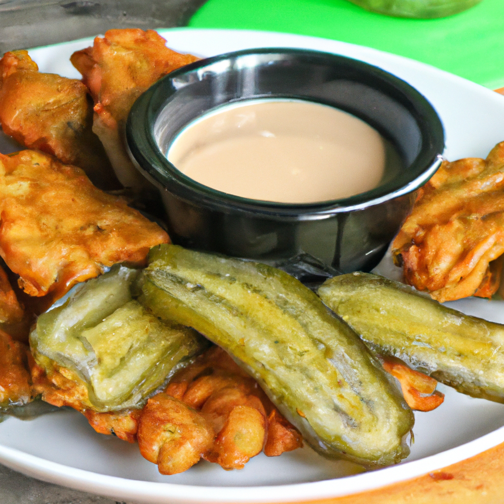 An image showcasing golden-brown, perfectly crispy Air Fryer Fried Pickles