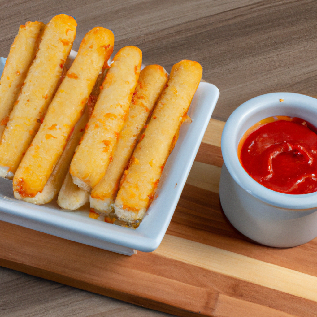 An image showcasing golden and perfectly crispy air fryer mozzarella sticks