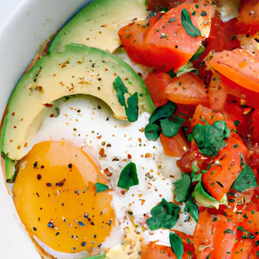 Breakfast Bowl With Tomato, Avocado, and Egg