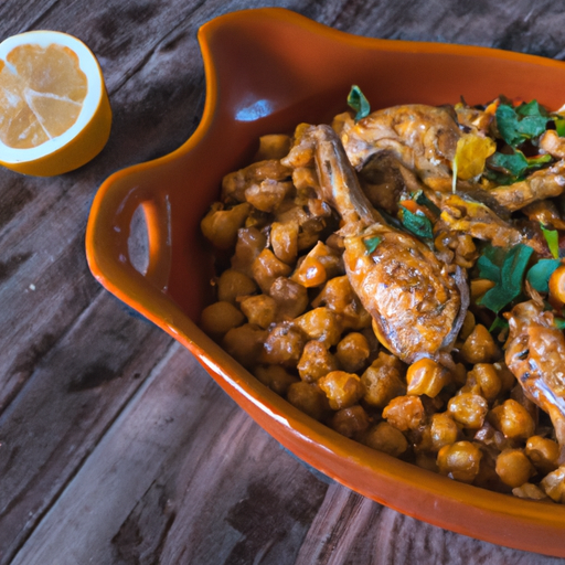 An image showcasing a vibrant Chicken and Chickpea Tagine