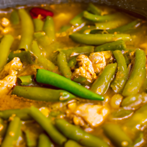 An image showcasing a simmering pot of aromatic chicken green chili