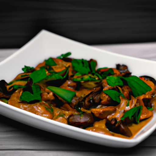 An image showcasing a sizzling, golden-brown chicken breast smothered in a luscious marsala wine sauce, accompanied by vibrant sautéed mushrooms and a sprinkle of fresh parsley, inviting readers to indulge in the exquisite flavors of Chicken Marsala