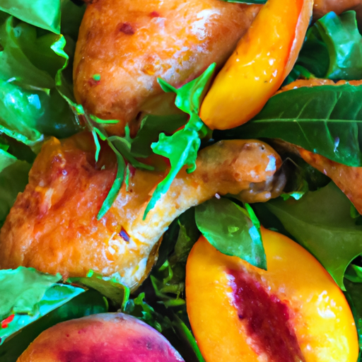 An image showcasing succulent, golden-brown chicken thighs resting atop a bed of vibrant mixed greens