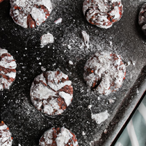 An image showcasing a batch of delectable Chocolate Nospresso Peppermint Crinkle Cookies, perfectly baked to a rich, fudgy texture