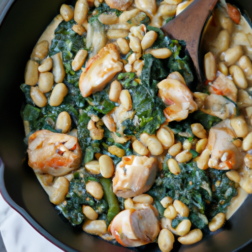 Collard Greens Saute With Chicken and White Bean