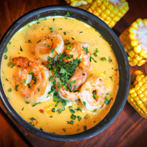 An image capturing the essence of Creole Shrimp and Creamed Corn: a sizzling skillet of succulent shrimp, bathed in a zesty, aromatic sauce