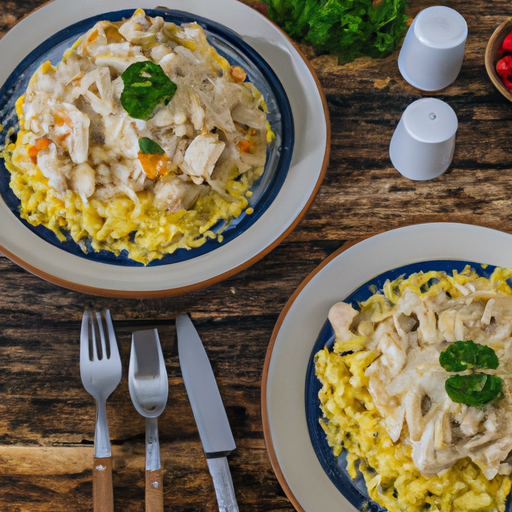 An image that captures the essence of a mouthwatering family-style chicken spaghetti dish