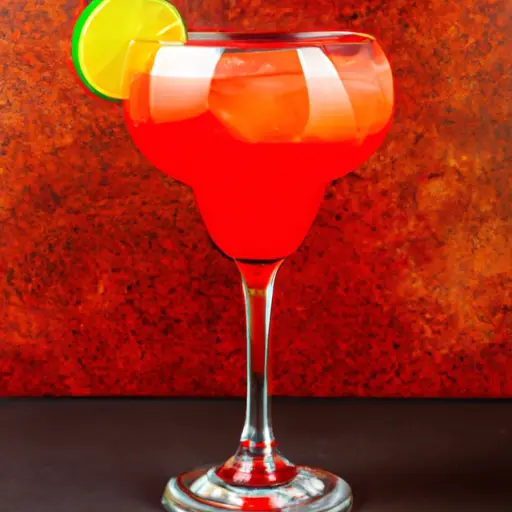 An image showcasing a vibrant Hurricane cocktail, served in a tall, curvaceous glass