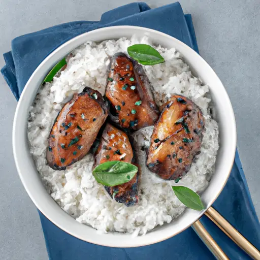 An image capturing the succulent Instant Pot Honey Garlic Chicken - tender chicken pieces coated in a glossy, caramelized glaze, garnished with fresh herbs, and served alongside steaming jasmine rice