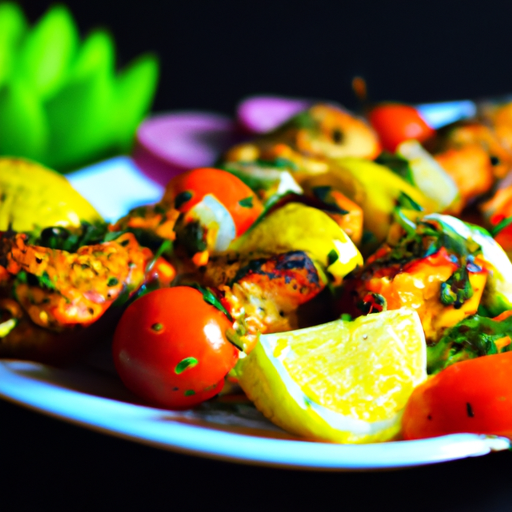 Lemony Chicken Kebabs With Tomato-Parsley Salad