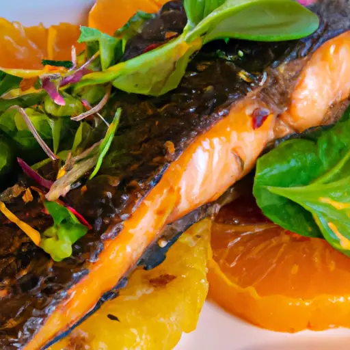 Mint-Infused Baked Trout With Mixed Greens and Orange Salad
