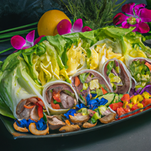 An image showcasing the vibrant colors and textures of Mu Shu Pork Wraps