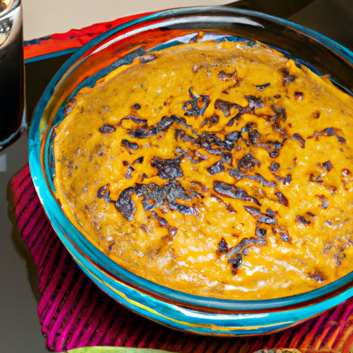 An image showcasing a golden-brown Poblano Corn Pudding fresh out of the oven