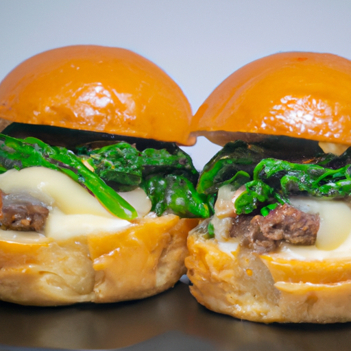 An image showcasing succulent beef sliders topped with melted provolone cheese, nestled between soft buns