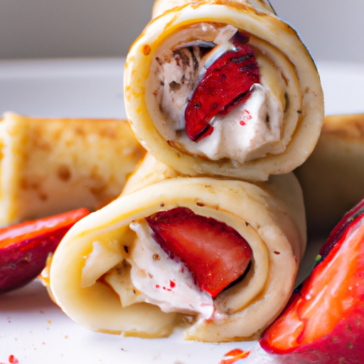 Strawberry Pancake Roll-Ups With Yogurt Filling