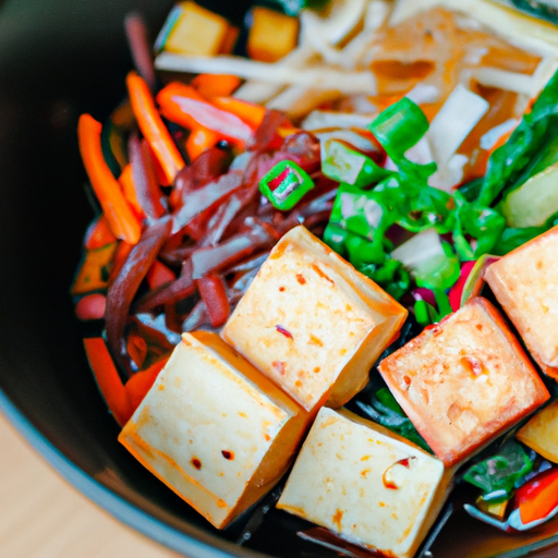 Tofu and Edamame Noodle Bowl With Caramelized Coconut Broth