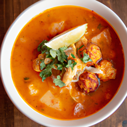 a vibrant bowl of Tortilla Soup: a rich, tomato-based broth brimming with succulent turkey meatballs and spicy chorizo, crowned with crispy tortilla strips