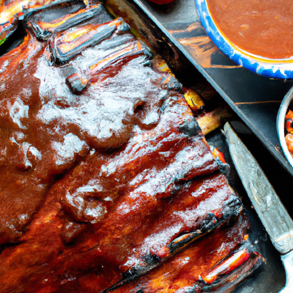 An enticing image that captures the succulent essence of Slow Cooker Barbecue Ribs