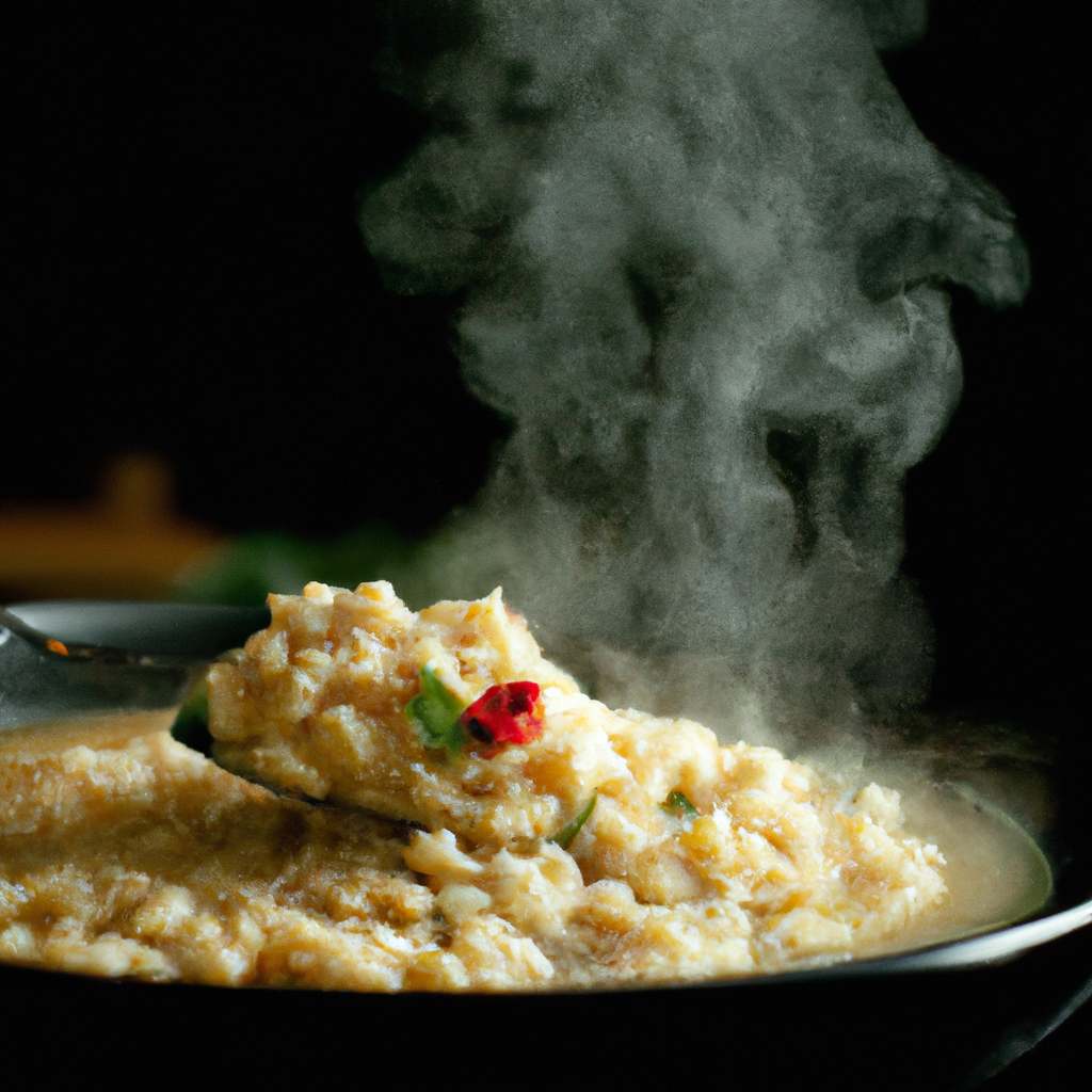 An image showcasing a rich, creamy barley risotto simmering in a slow cooker