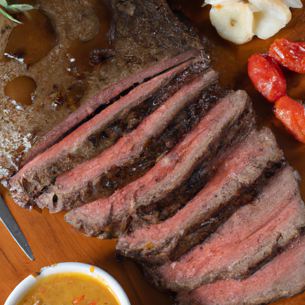 An image showcasing tender beef brisket, slow-cooked to perfection