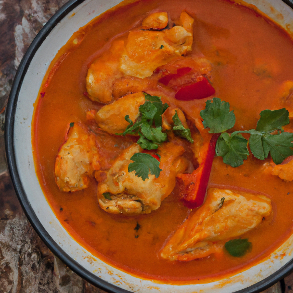 An image of a rich and aromatic slow cooker chicken curry simmering in a vibrant sauce, with tender pieces of chicken, colorful vegetables, and fragrant spices, enticing viewers to savor the flavors of this comforting and delicious dish