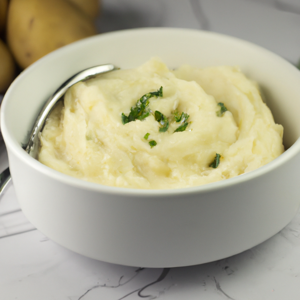 An image that showcases a steaming slow cooker filled with creamy, golden mashed potatoes