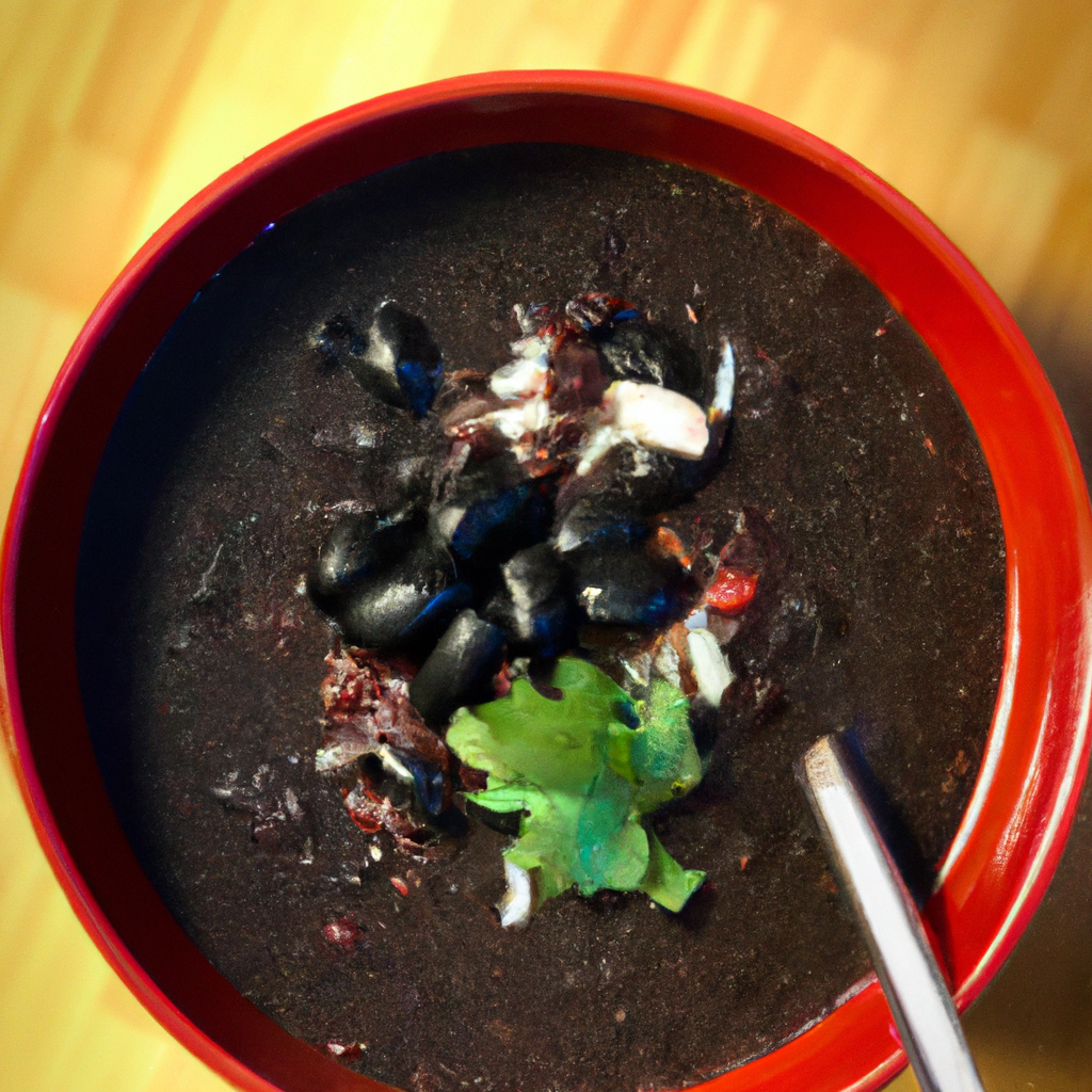 E the essence of Slow Cooker Spicy Black Bean Soup: A vibrant, steaming bowl brimming with rich, velvety black beans, fiery red chili flakes, and a hint of zesty lime garnish