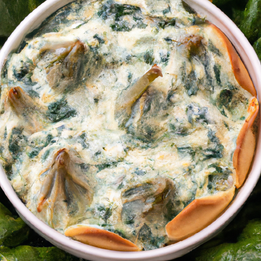 a tantalizing image of a bubbling slow cooker filled with creamy spinach artichoke dip