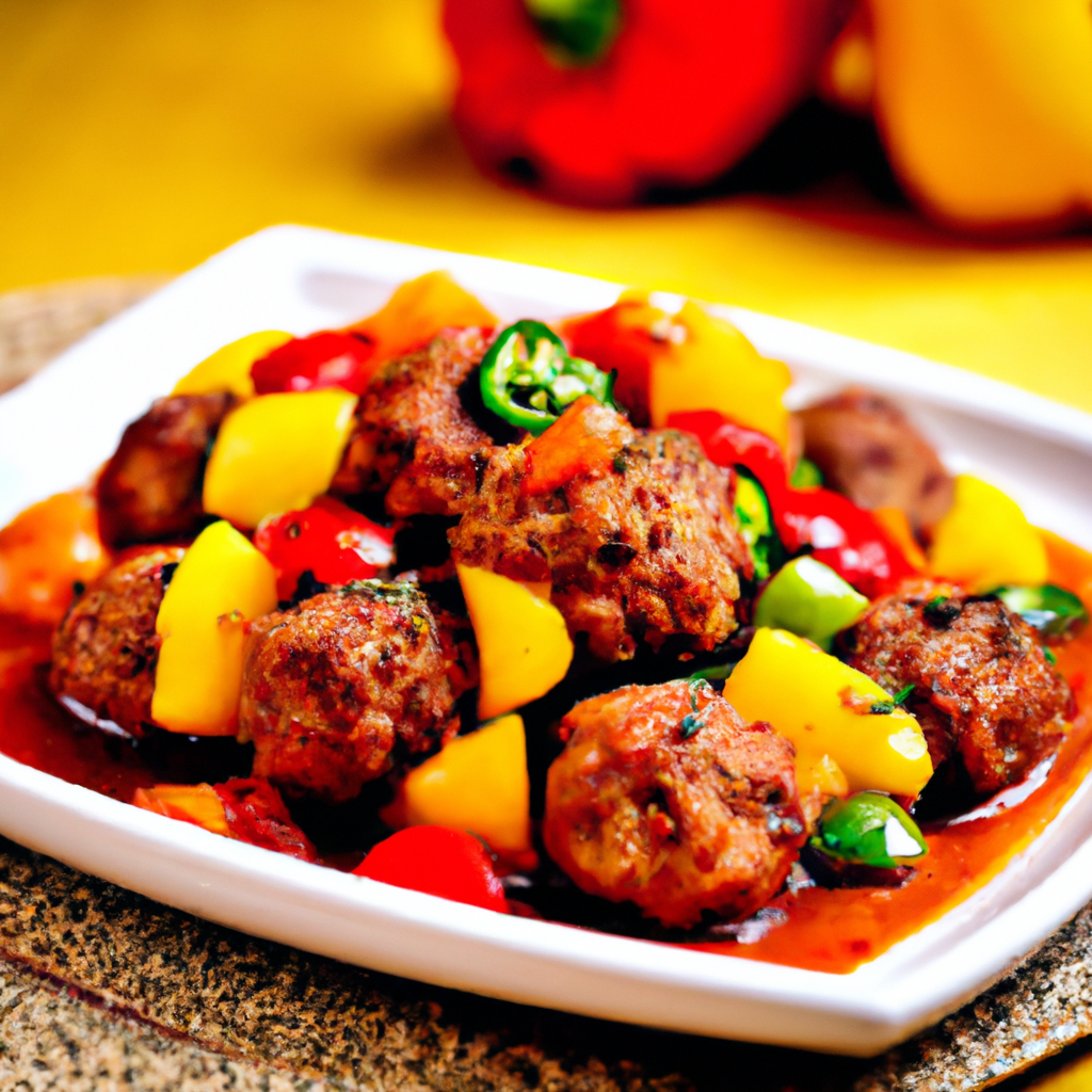 A vibrant image showcasing succulent meatballs bathed in a glossy, tangy sweet and sour sauce