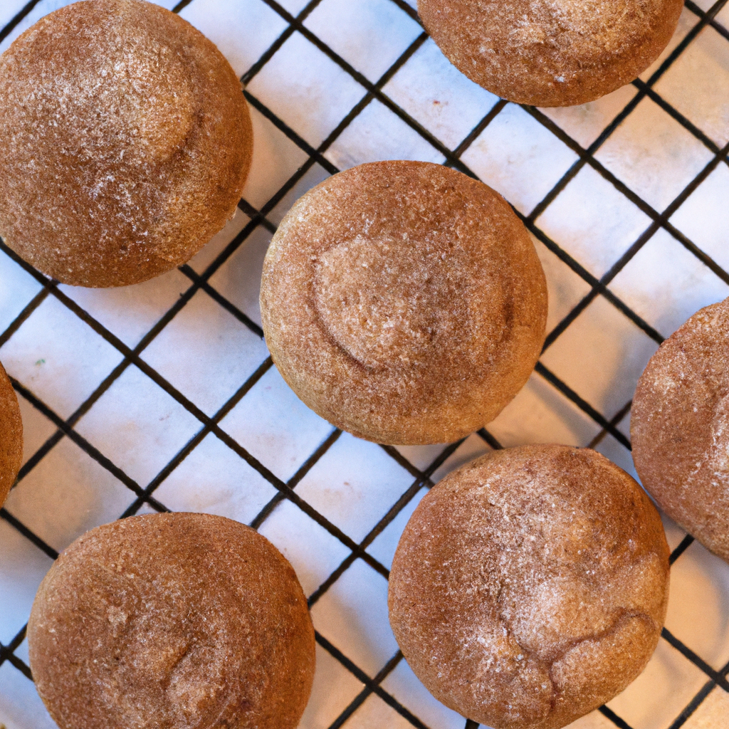 An image showcasing freshly baked almond butter snickerdoodles cooling on a wire rack