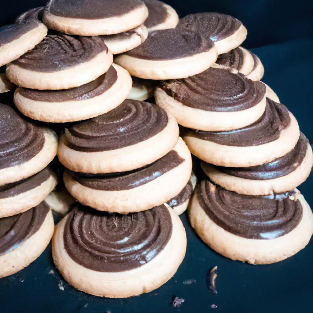 An image showcasing a platter of freshly baked chocolate frosted cookies