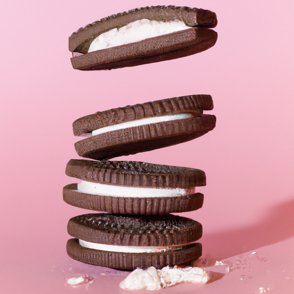 An image that showcases the irresistible indulgence of chocolate sandwich cookies bursting with velvety marshmallow cream filling