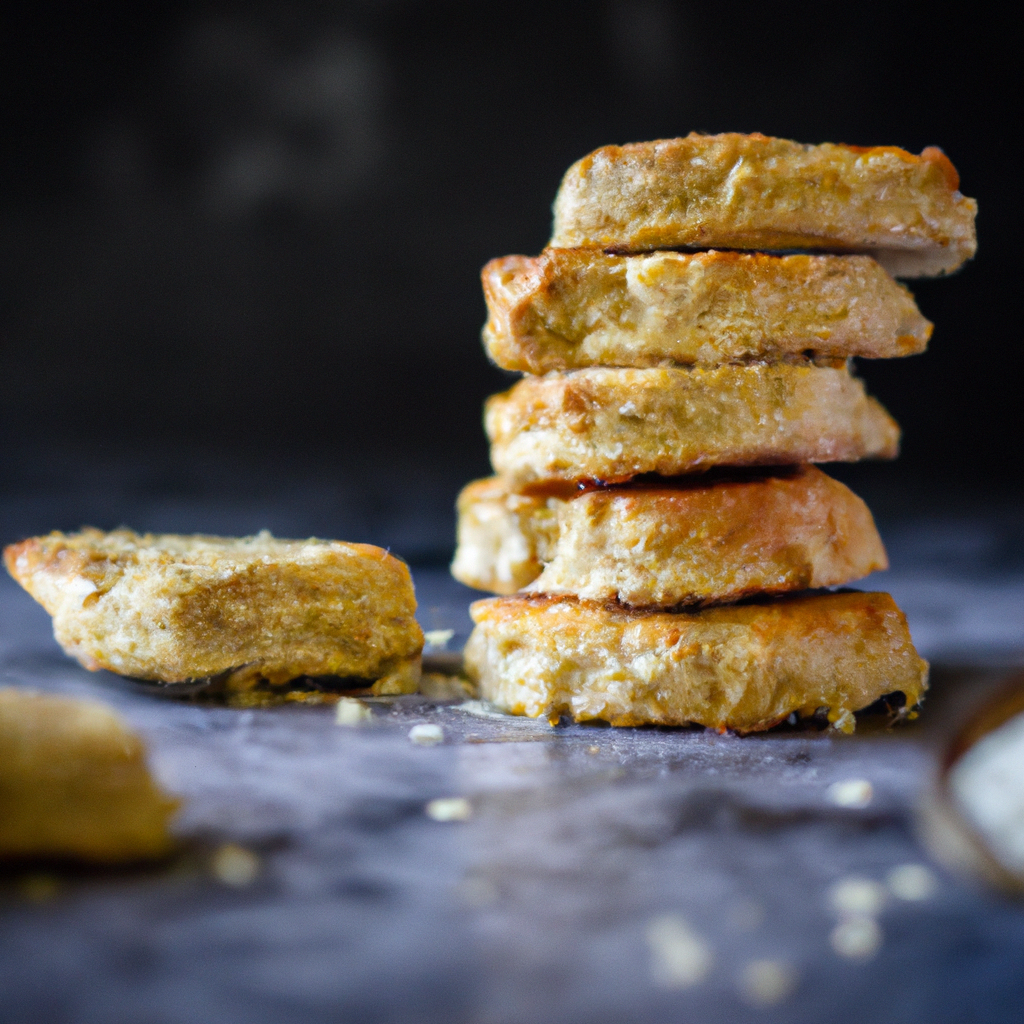 An image capturing the essence of coconut biscotti: A golden-brown, crunchy biscuit studded with toasted coconut flakes, showcasing its delicate texture and inviting aroma