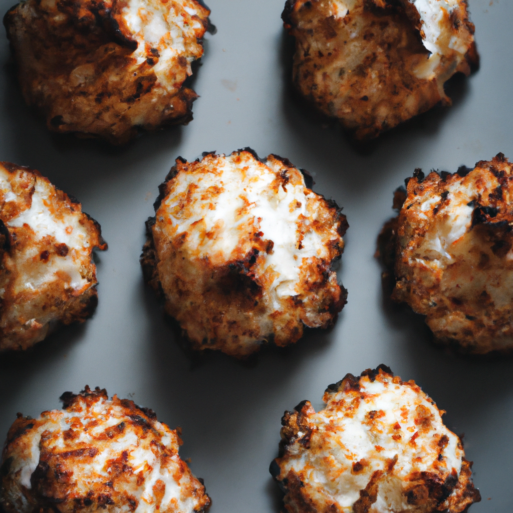 An image capturing the essence of coconut macaroons: a platter of golden-brown delights, their delicate exteriors lightly toasted, revealing a moist and chewy center