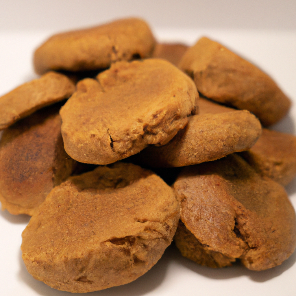 An image of warm, golden-brown, chewy double ginger cookies fresh out of the oven
