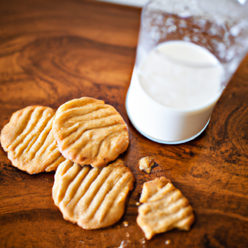 An image showcasing a batch of irresistible flourless peanut butter cookies, their golden-brown edges glistening, adorned with delicate swirls and cracks