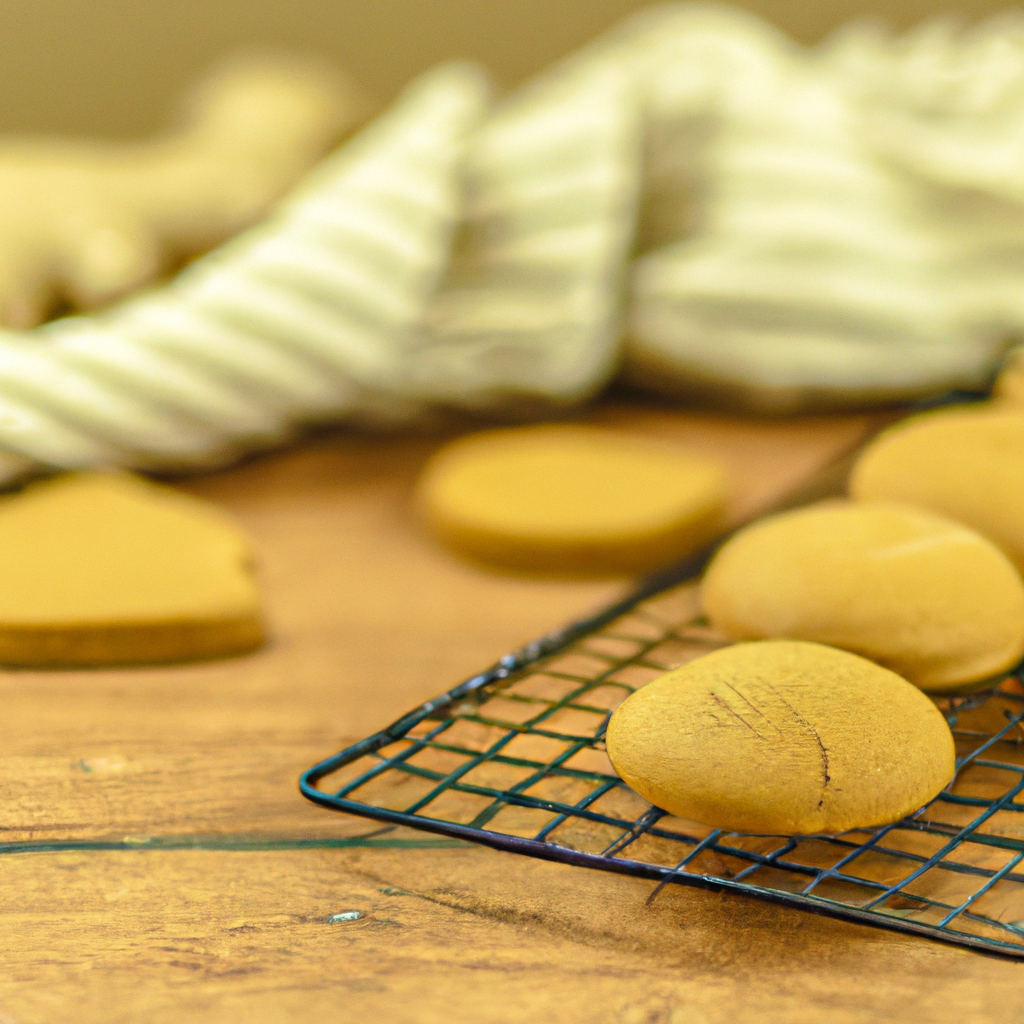 An enticing image capturing the warm, golden-brown perfection of freshly baked ginger cookies
