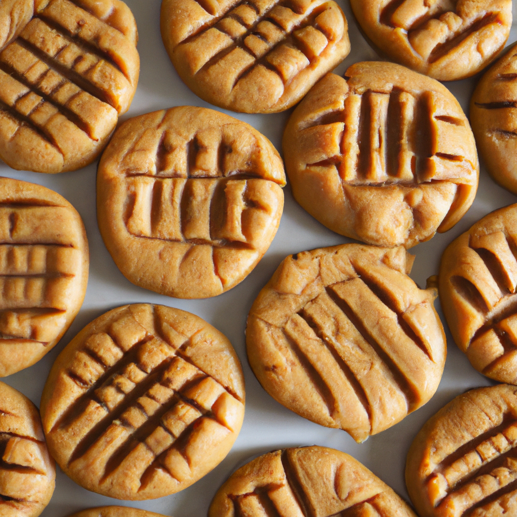 An image showcasing a batch of freshly baked peanut butter cup cookies