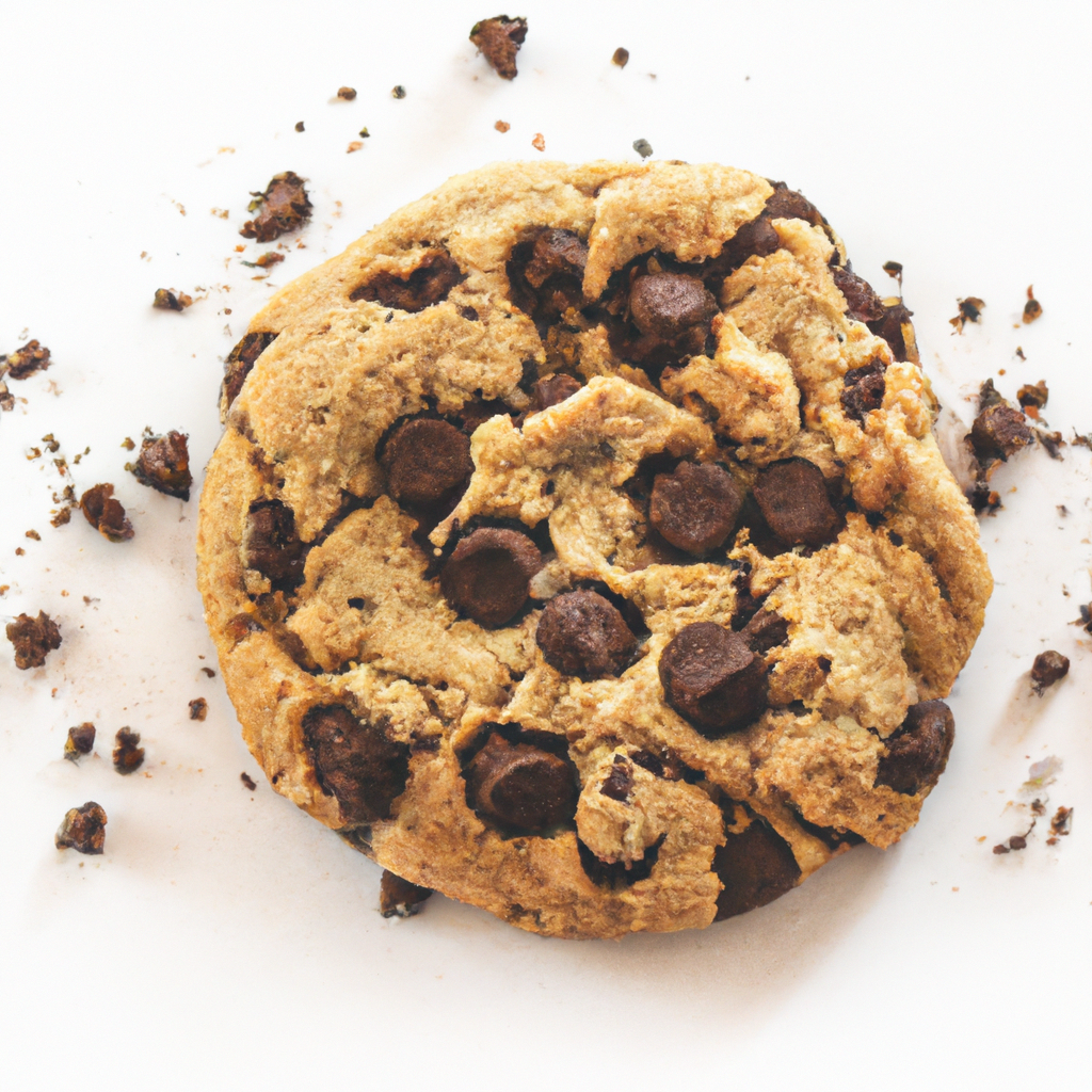 An image capturing the aesthetic bliss of golden-brown, soft-centered chocolate chip cookies, their puffed-up exteriors glistening with melted chocolate, inviting viewers to savor each heavenly bite