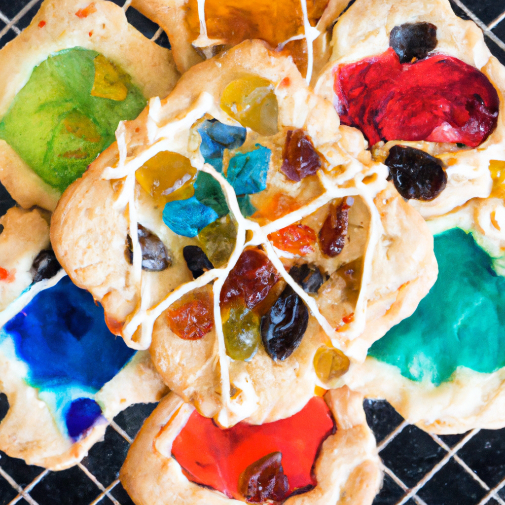 An image that showcases the intricate beauty of Stained Glass Window Cookies, capturing the vibrant hues and delicate patterns formed by melted candies in cookie cutouts, evoking a whimsical and delectable treat